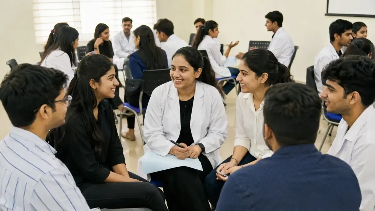 Students taking part in a campus orientation activity
