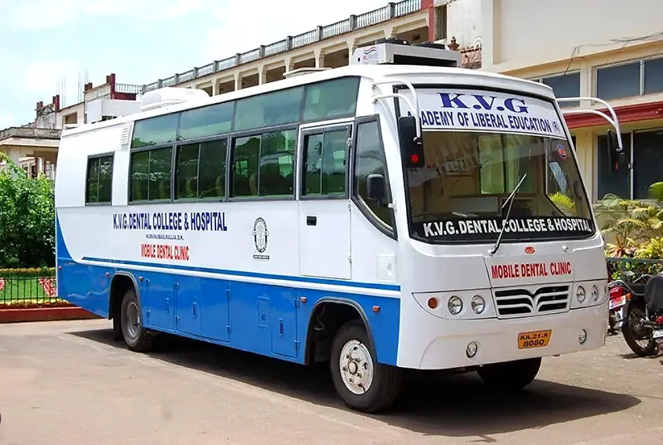 Mobile dental van and patient transport activity at KVG Dental College