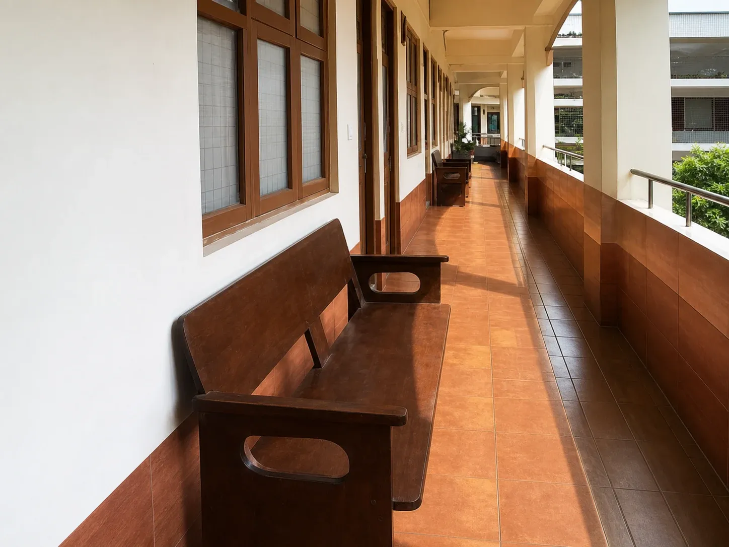 Naturally lit corridor in the KVG student hostel