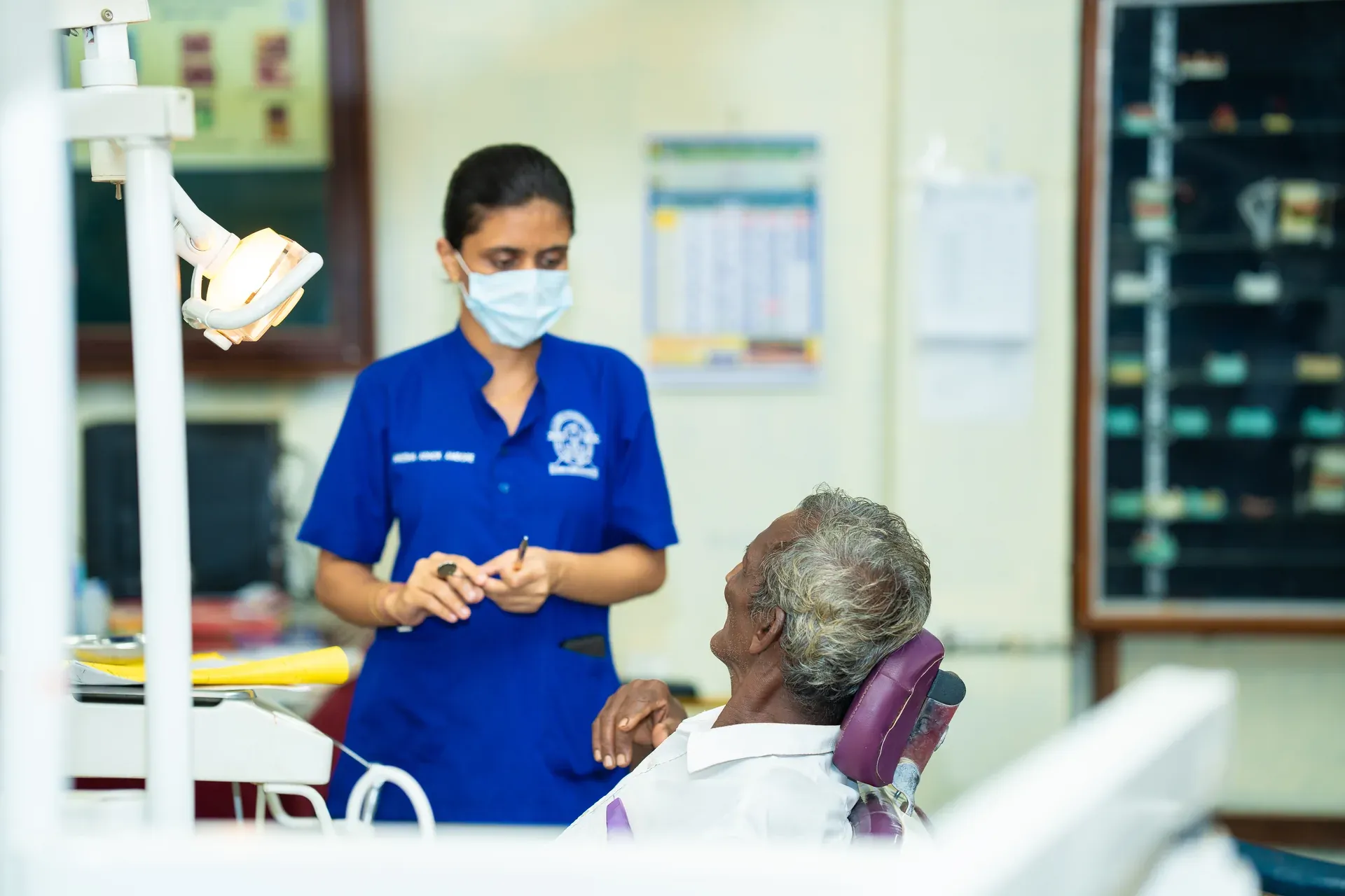 A patient receiving care at KVG Dental College Hospital